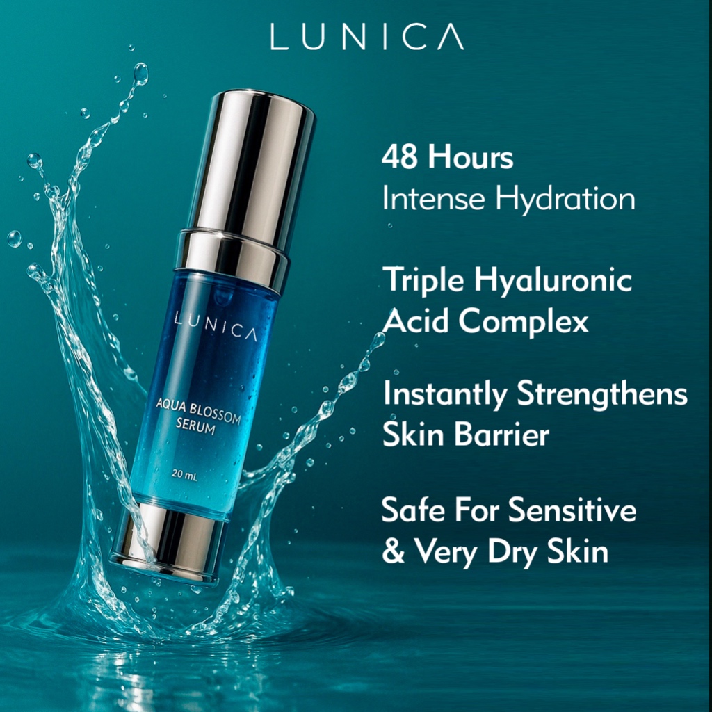 Serum Pelembap LUNICA Aqua Blossom -  Serum Pelembab Kulit Wajah Glowing Hyaluronic Acid BPOM
