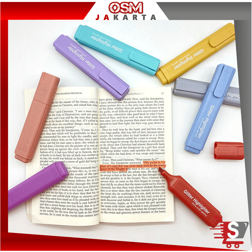 

OSM JKT S6584 Glitter Highlighter 4 PCS / Set Alat Tulis Sekolah Anak / Glowing Highlighter Marker Set / 4 PCS Stabilo Textliner