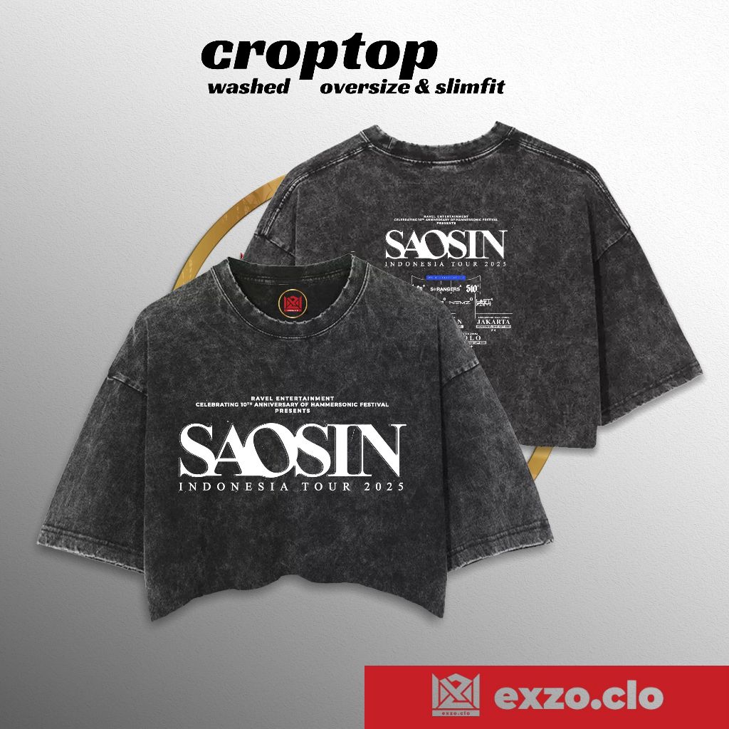 EXZO croptop SAOSIN washed/polos/tydie/maron/longsleeve cotton combed24s tshirt