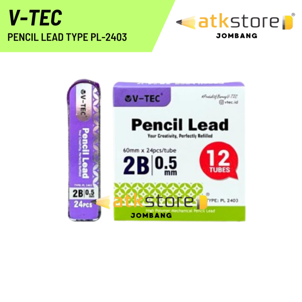 

V-TEC Pencil Lead PL-2403 2B 0.5MM / Pencil Lead Isi Pensil Mekanik Vtec