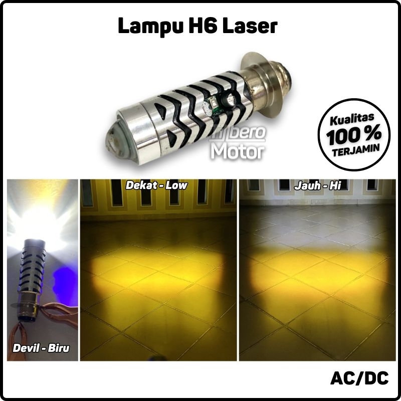 DOP LED LASER H6 KAKI 1 GRAND KUNING PUTIH