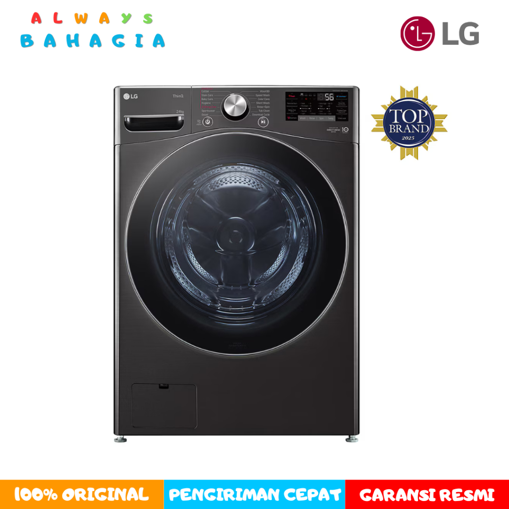 LG F2724SVRB 24kg Front Loading Mesin Cuci LG dengan Steam - Inverter Direct Drive