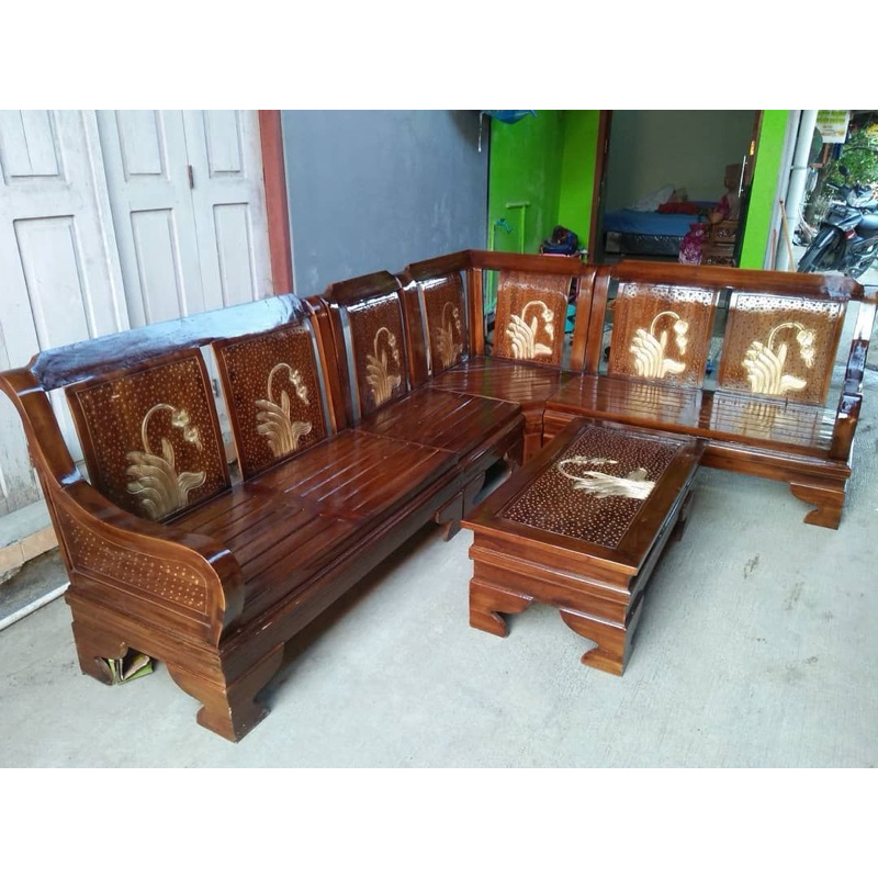 Kursi SudutKayu Jati / Kursi Tamu Pojok Kayu Jati Minimalis / Kursi Ruang Tamu Sudut Semot