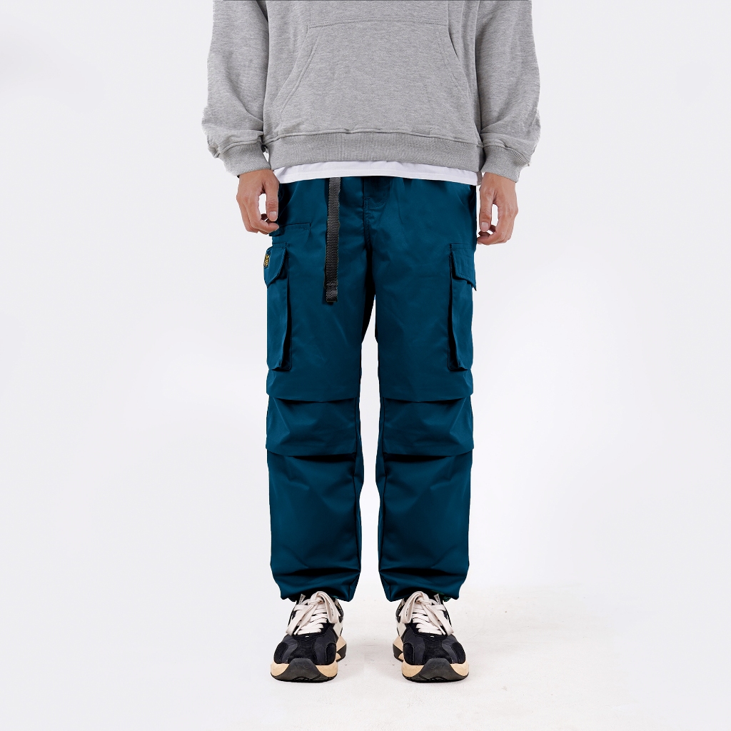 House of Smith PKU Celana Cargo Panjang Pria - Talon Cargo Blue Wide Pants - Cargo Wide Pants