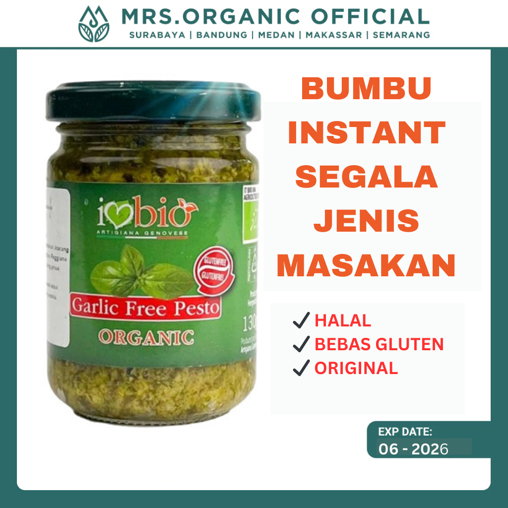 

Artigiana Genovese Organic Garlic Free Pesto 130 Gr - Saus Pesto Itali BPOM Bumbu Masakan Italia