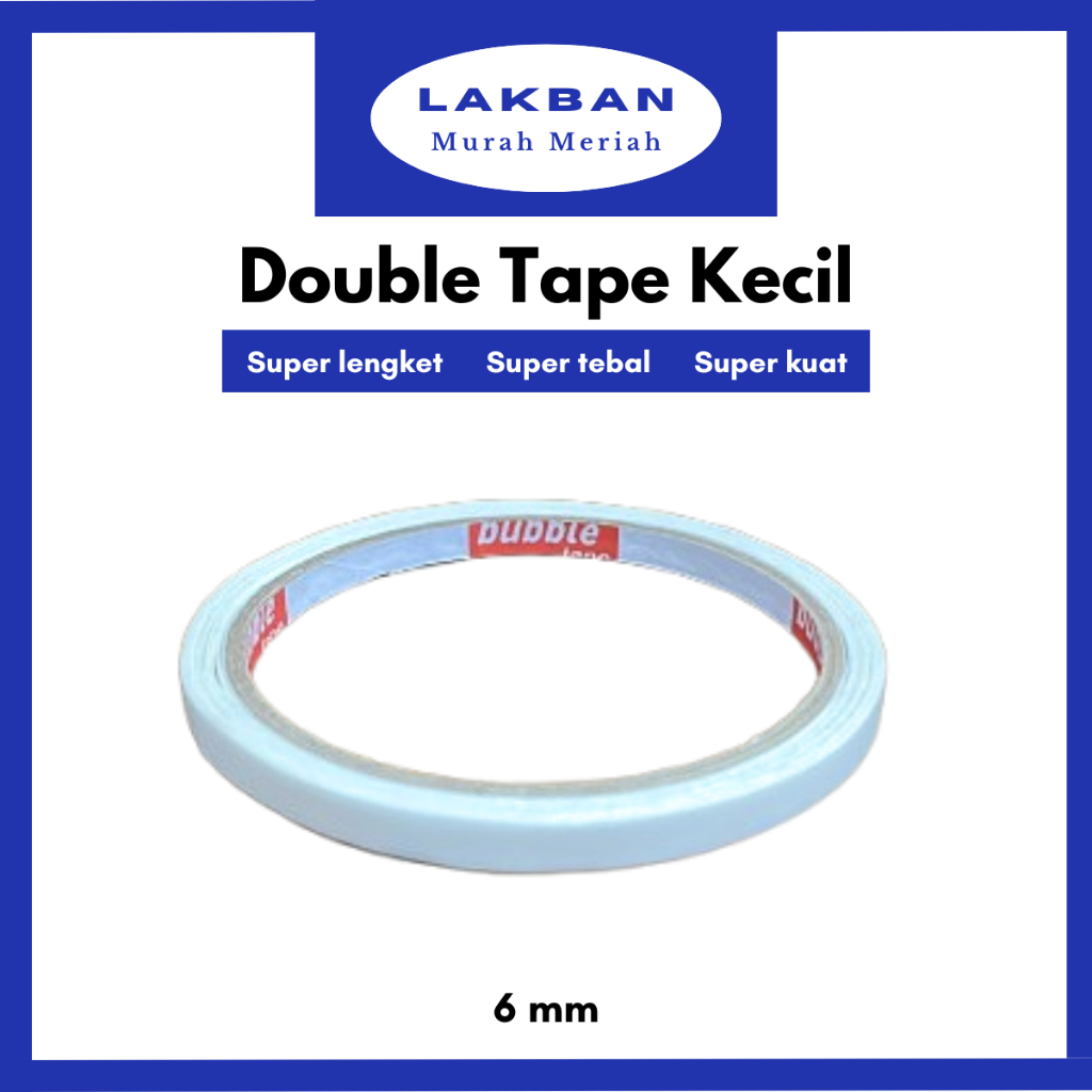 

[PCS] Lakban Double Tape 6 MM Solasi Bolak Balik Dobeltip Dobel Tip Kecil Murah Kuat dan Rekat Isi 1 PCS Semarang