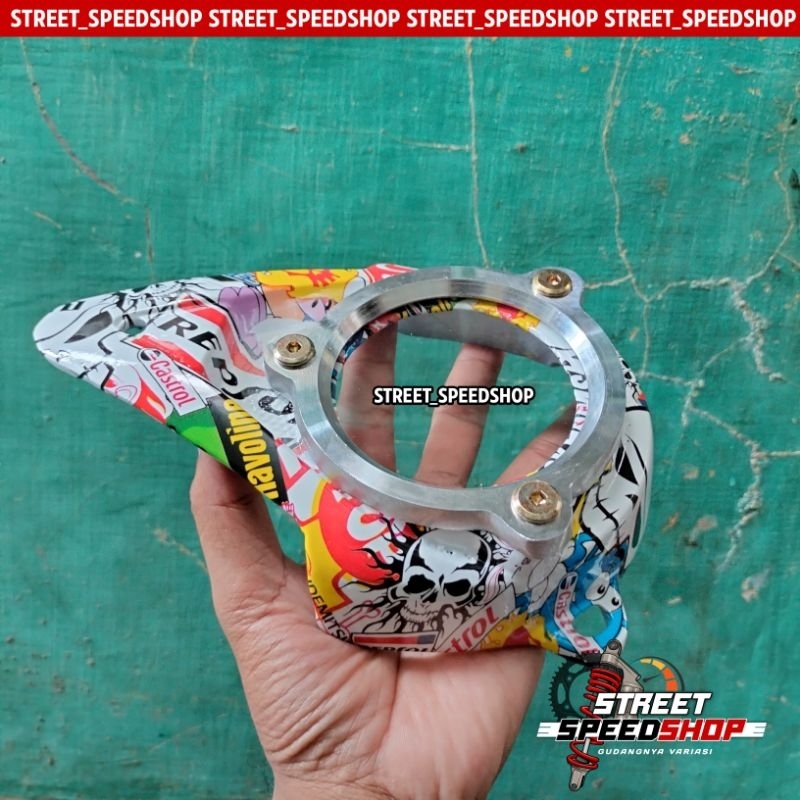 Cover CVT Vario 125 150 LED BARU 2018-2023 KARBON WTP MOTIF CARTOON TENGKORAK Cover Saluran Udara Al