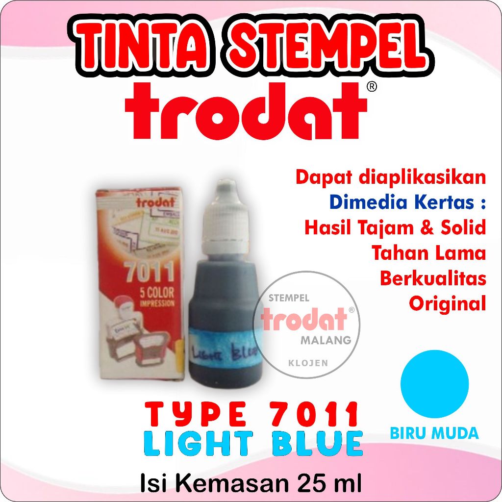 

Tinta Trodat 7011 Light Blue / Warna biru muda / Refil tinta Trodat Original