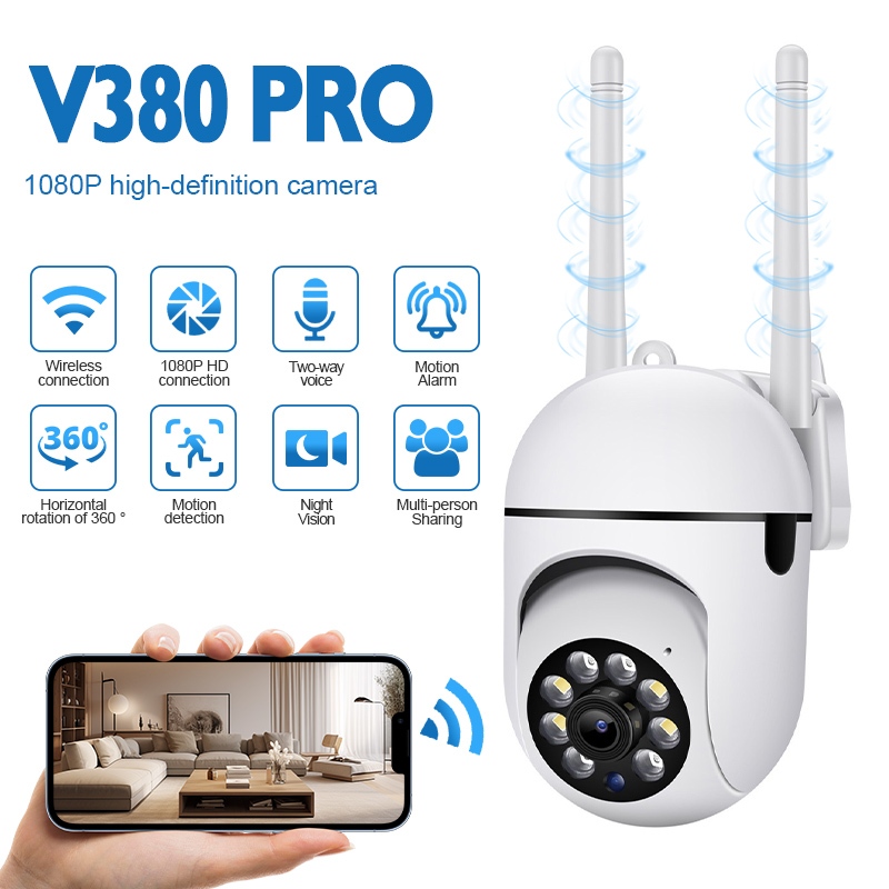 Outdoor Cctv V380 Pro 360° Monitoring Multi-User Online Motion Detection Video Replay IP66 Waterproo