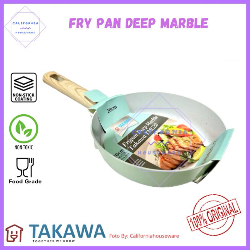 Fry Pan Deep Marble 20cm TAKAWA / Fry Pan Anti Lengket / Penggorengan Anti Lengket / Fry Pan 20cm Ma