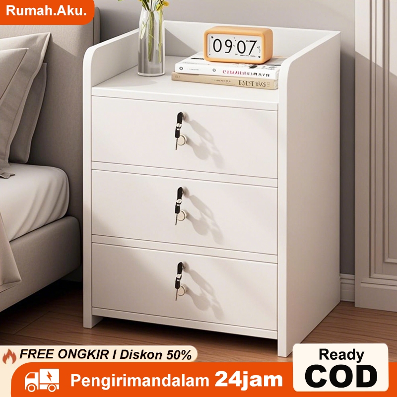 Meja Nakas Dengan kunci Laci Meja Nakas Minimalis Meja Kamar Aesthetic Meja Nakas kayu Bedside Table