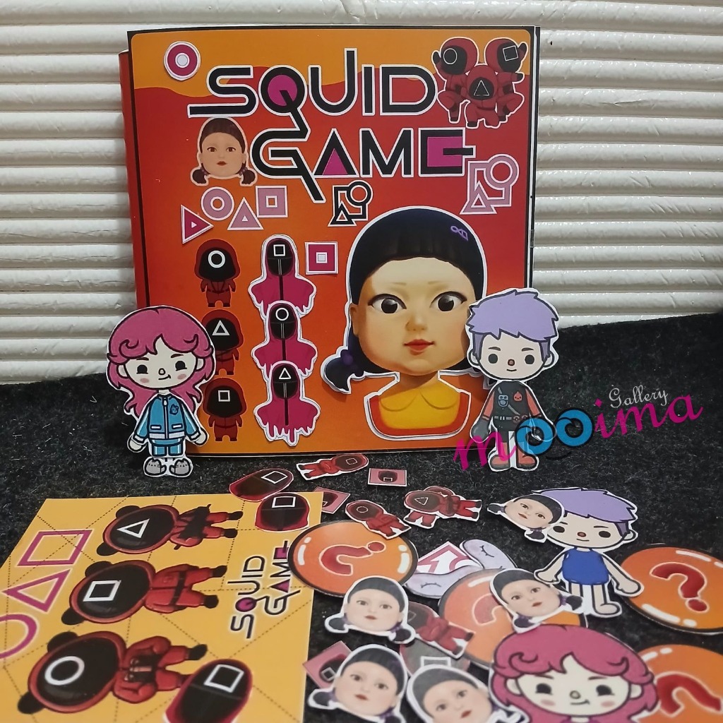 SQUID GAME Paperdolls mainan edukasi anak viral mainan bongkar pasang kertas terbaru