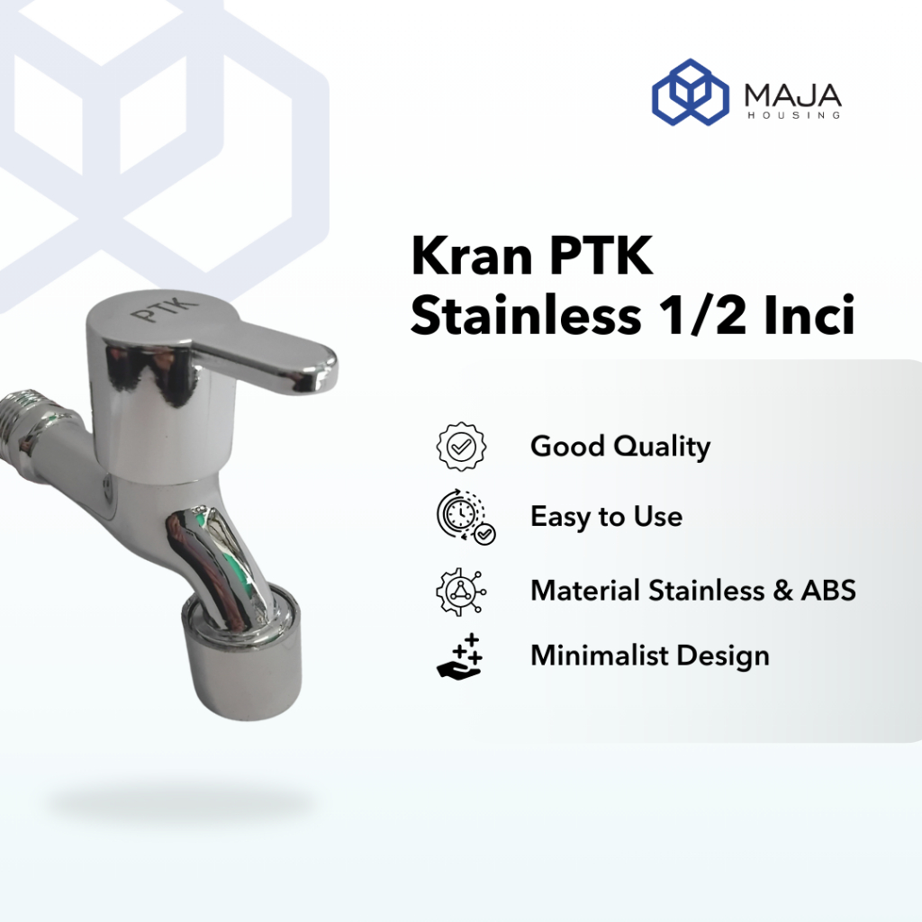 Kran Tembok Stainless PTK 1/2" | Keran tembok| Kran air