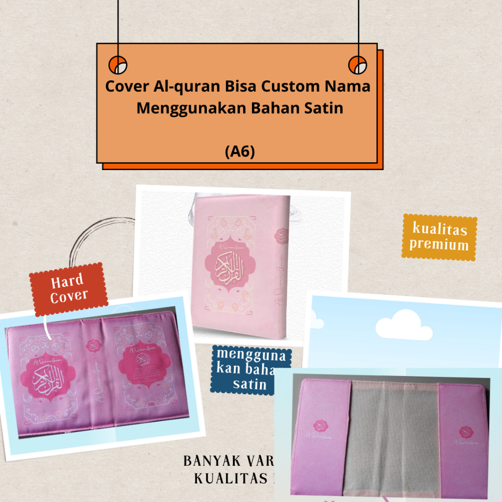 

IB - Cover Al-quran Hanya Cover saja Bisa Custom Pakai Nama tanpa al-quran ukuran A6 Bahan Satin ( Banyak Varian , Lebih Eksulisif ) Varian Warna Merah Jambu