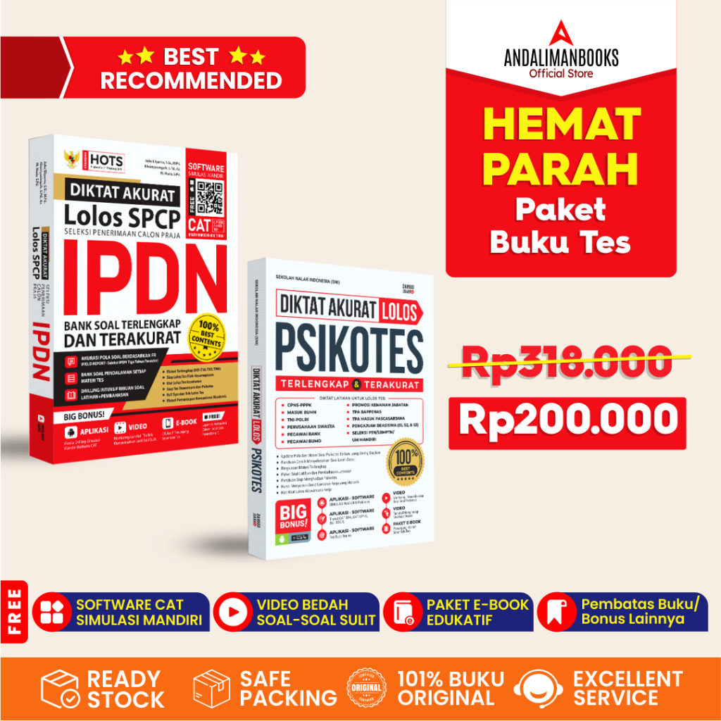 BUKU TES Bundling-PAKET HEMAT TES 8-IPDN, PSIKOTES