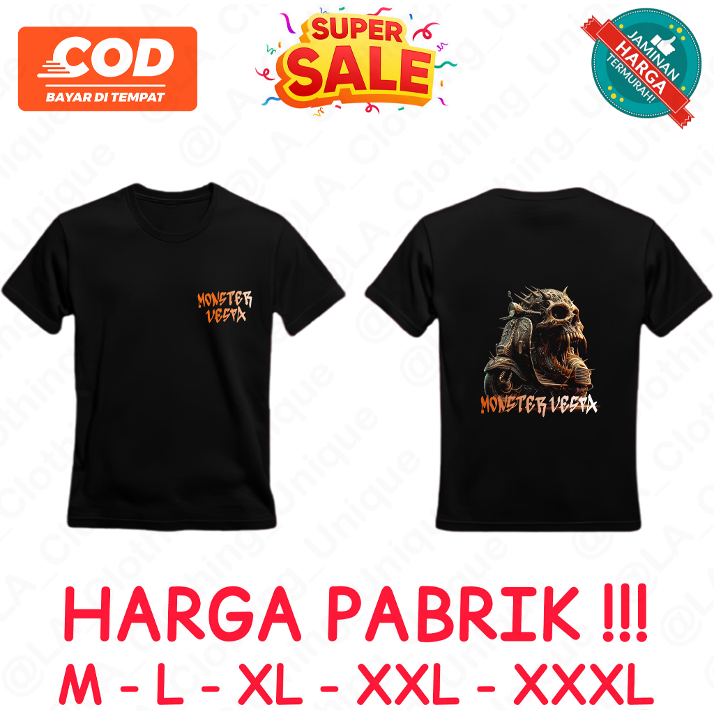 VESPA KUNING - Baju Kaos Distro Cotton Combed 24S T-Shirt Unisex (Pria & Wanita) Size M - 3XL
