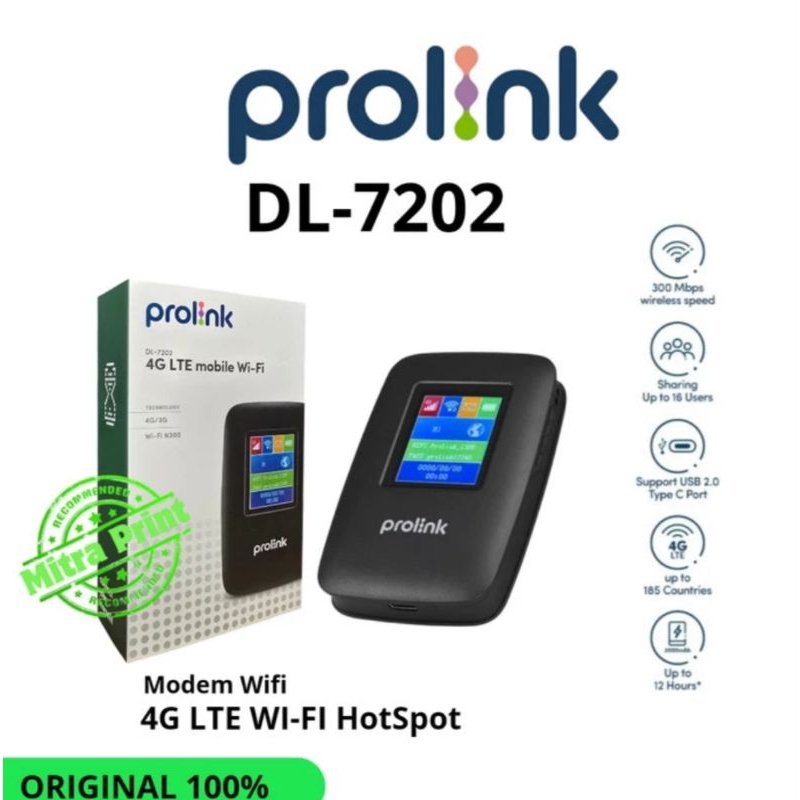 ProlinkDL7202Portable4GLTEWiFi Modem Hotspot
