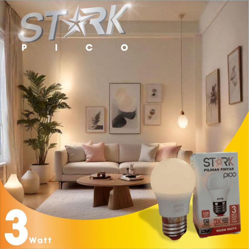 Lampu / Bohlam LED 3W Kuning Stark Pico (Satuan / Paket)