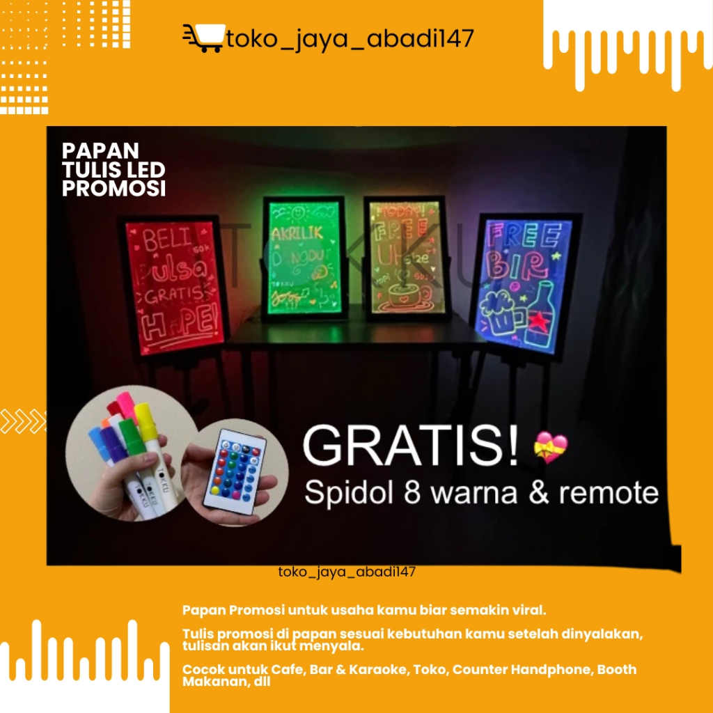 

Papan Promosi LED / Papan Tulis LED / Papan Promo Custom/Akrilik Dangdut LED 60cm x 40cm / Papan Promosi Led / Papan Promosi / Papan Lampu Promosi /Papan Promosi Lampu / PAPAN TULIS PROMOSI / PAPAN TULIS LED PROMOSI