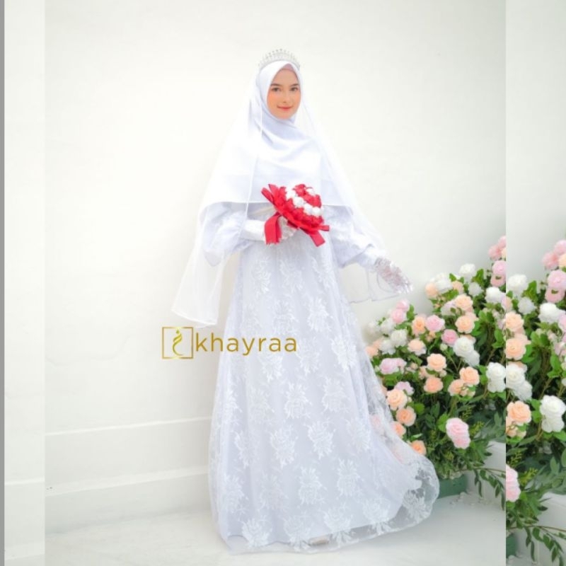 Jasa jahit gaun gamis akad walimah brukat Bogor