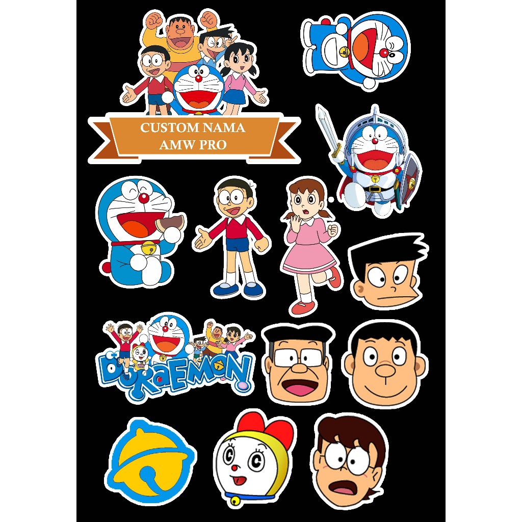 Topper Kue Ulang Tahun Karakter Lucu DORAEMON | Hiasan Kue Custom Nama