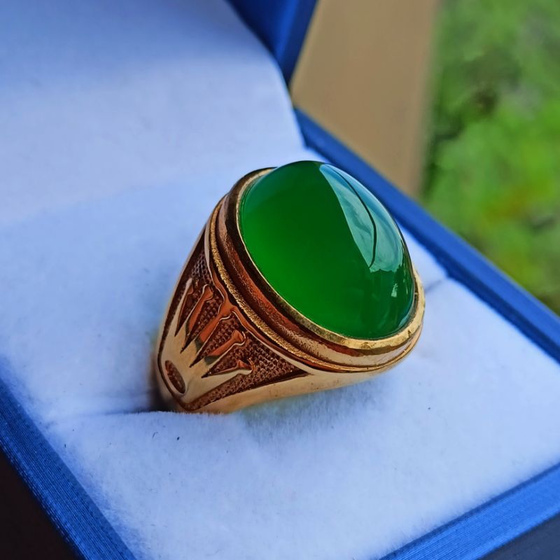 Cincin Batu Anggur Hijau Calsedon