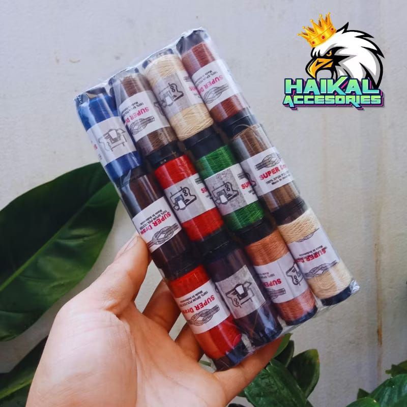 Benang Jahit Cap Tambang Super Draw Warna Hitam Putih & Warna Warni Isi 12pcs Paket Hemat Untuk Usah