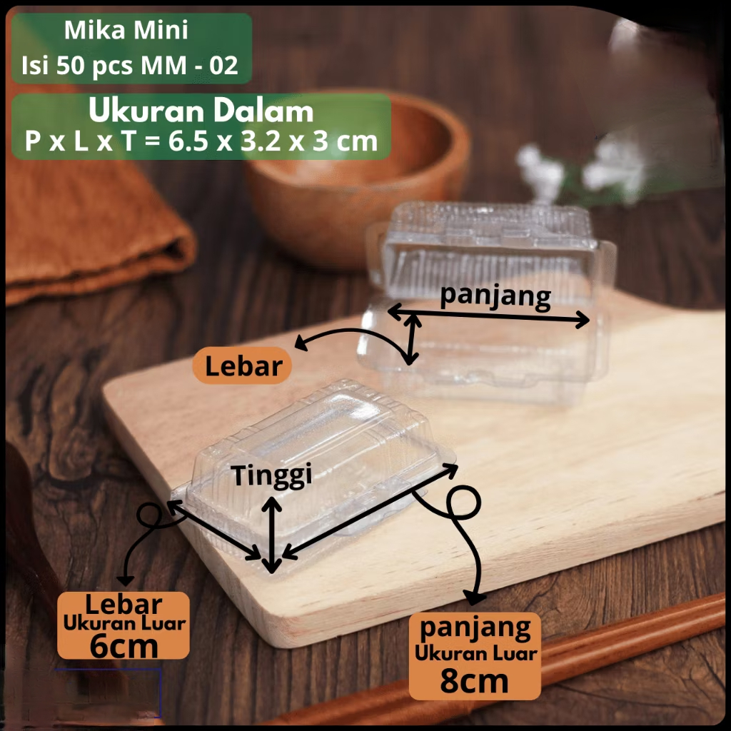 (50pcs) Mika box plastik kotak kue mini tart sushi tray tebal ada kuncian MM02 isi 50pcs per pack ko