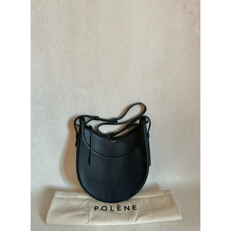 Preloved polene dix hobo black grained leather authentic shoulder sling bag