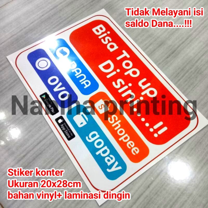 

Stiker "BISA TOP UP DI SINI" vinyl 20x28cm untuk konter atau toko