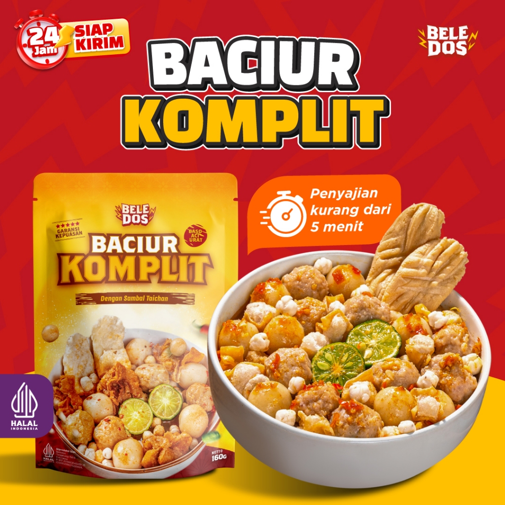 

Beledos Baciur Komplit 160 Gram dengan Sambal Taichan