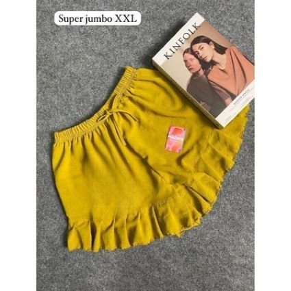 (75KG - 100KG )SUPER JUMBO HOTPANTS RUFFLE CELANA PENDEK WANITA TERMURAH DAN TERBARU