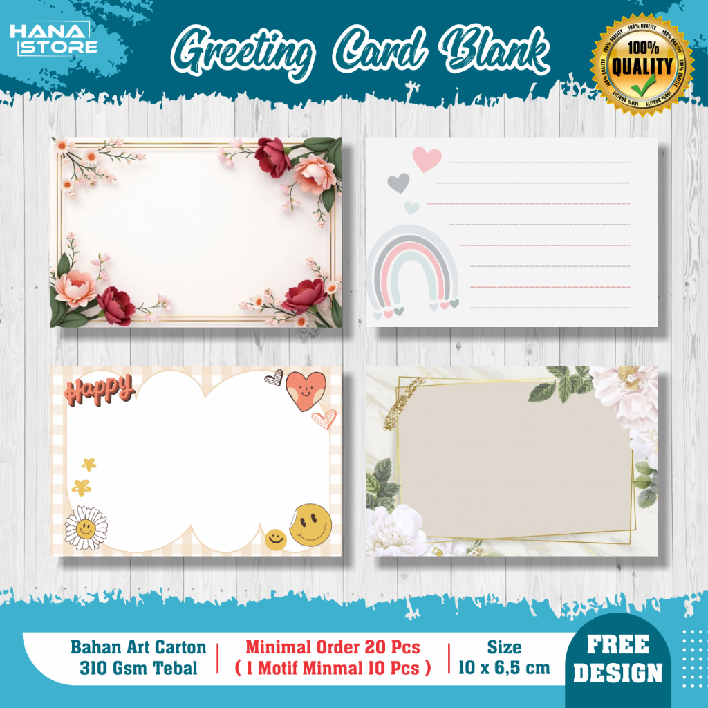 Greeting Card BLANK - Gift Card - Kartu Ucapan Kosong - Blank Card Aesthetic - Kartu Ucapan Polos