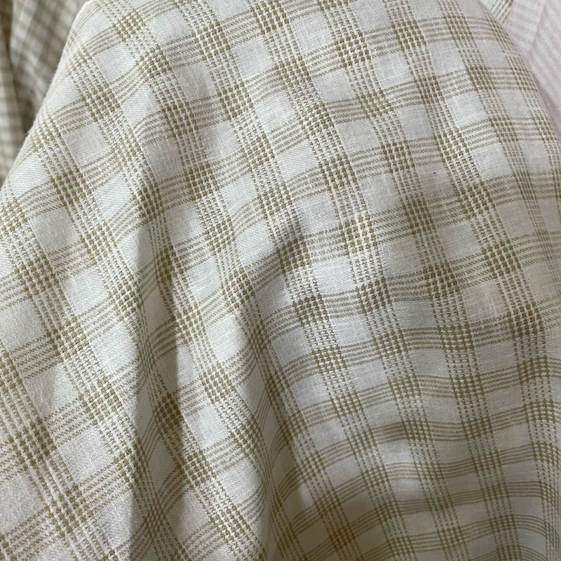 kain katun linen - kain katun linen motif kotak - kain katun linen style branded - kain katun linen 