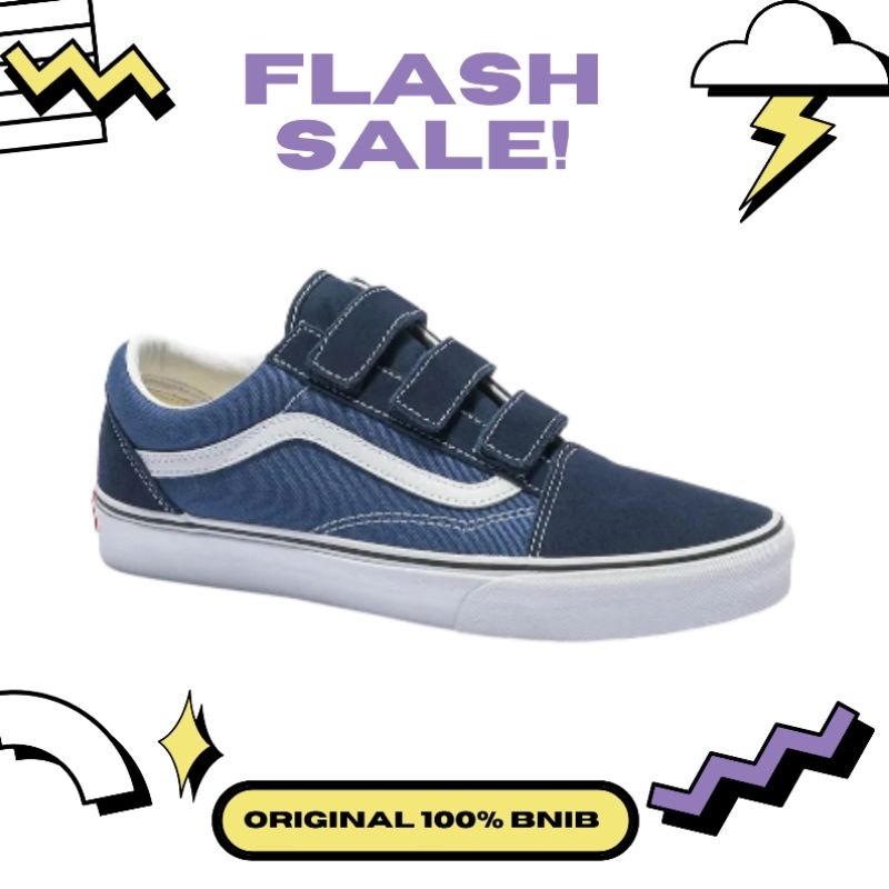 VANS OLDSKOL VELCRO NAVY ORIGINAL 100%