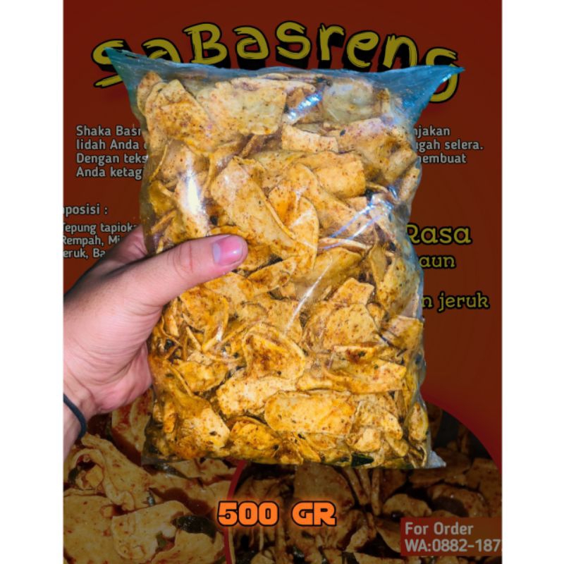 

Keripik Basreng Pedas Gurih 500gram Cemilan pedas Teman Makan Nasi