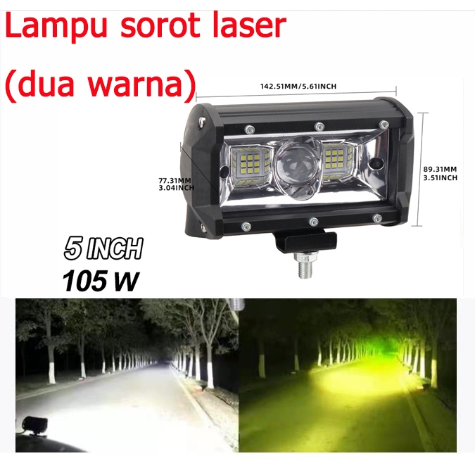 (Lampu kuning dua warna + lampu putih) Lampu sorot laser lensa 120w lampu sorot mobil LED strip
