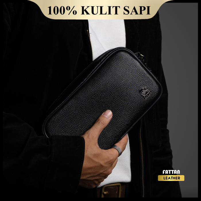 Handbag Tas Tangan Pria Kulit Asli Original 100% Premium Leather - Pouch Kulit Sapi IRNHD