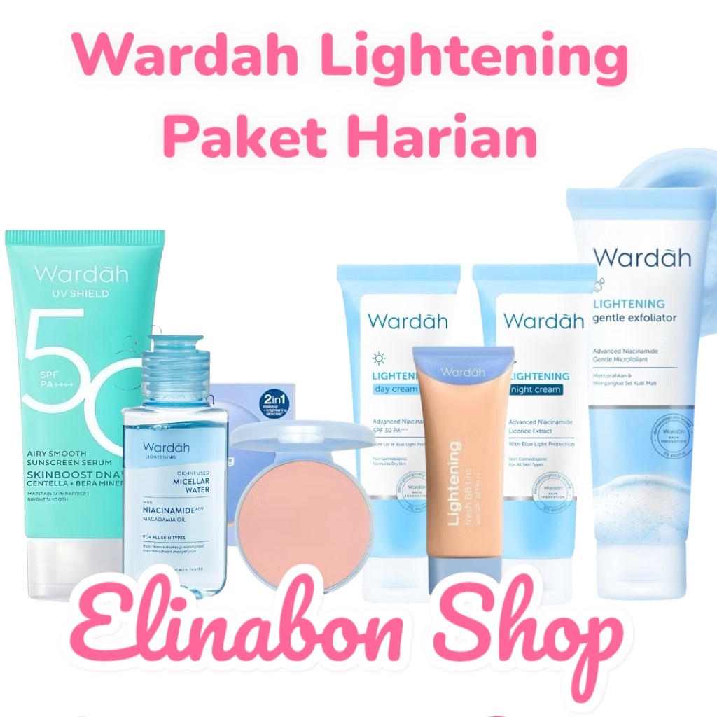 Paket kosmetik Wardah lightening harian bonus serum(kemasan baru)