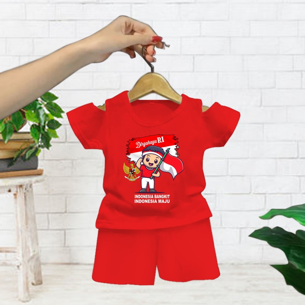 Wanset 17 Agustus Merah Putih Serelan Bj Plus Celama Hut Ri Satelan Kaos Anak2 Umur 2-13 Th Bestsell