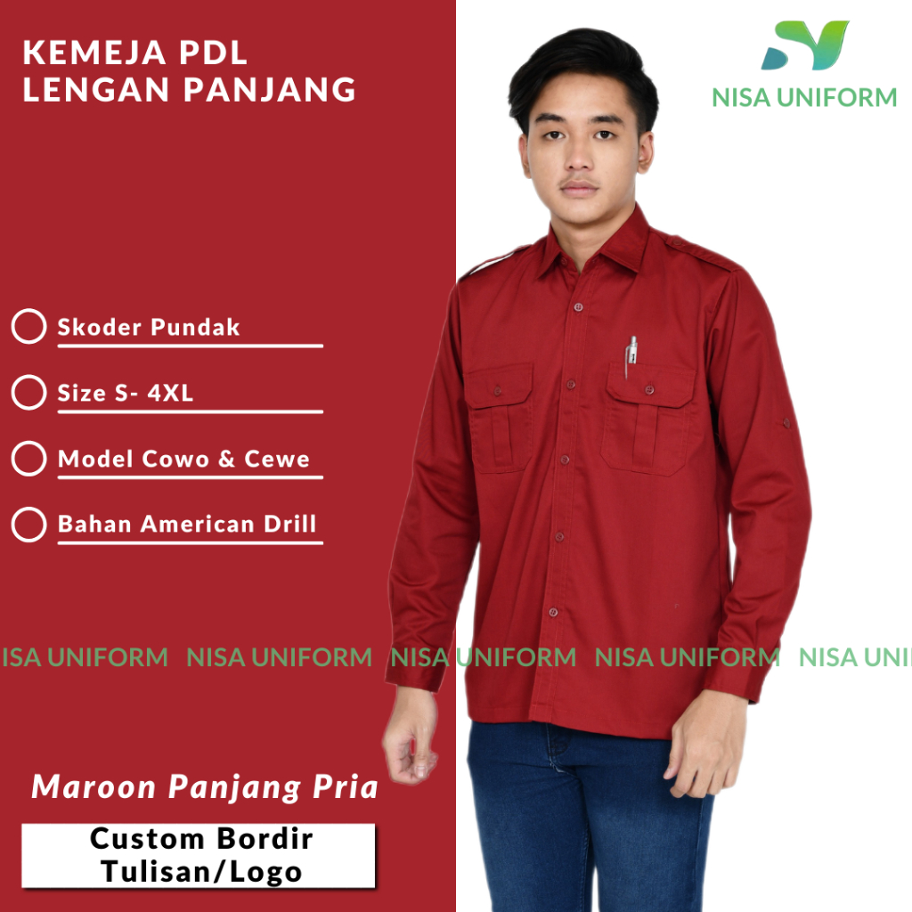 baiu PDL tangan pendek/baju seragam PDL pria/baju lapangan/seragam dinas PDL/PDL custom bordir