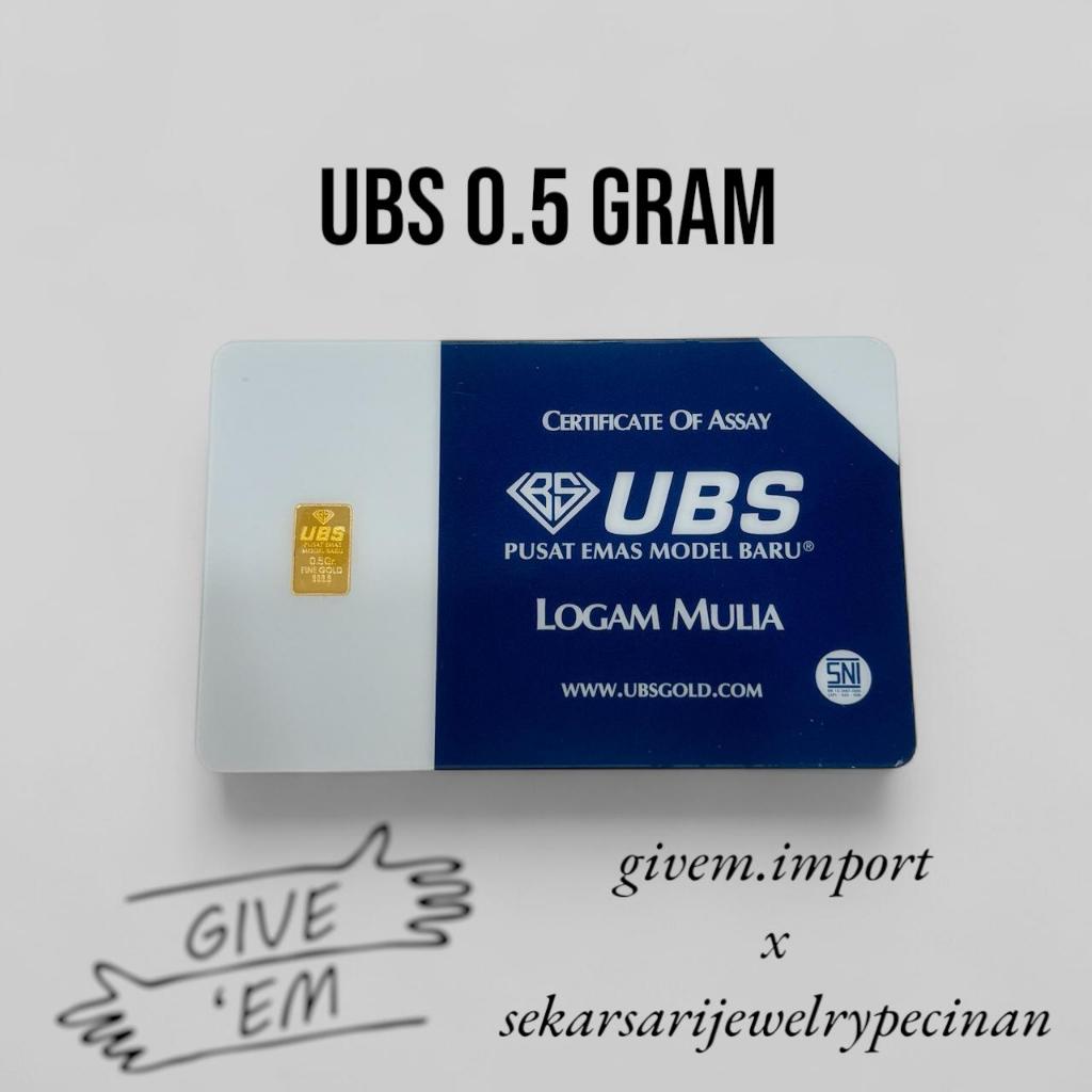 0.5 Gram UBS LM Logam Mulia Emas Batangan Investasi Emas Sertifikat Asli SNI 24K 999.9% Barcode Qr