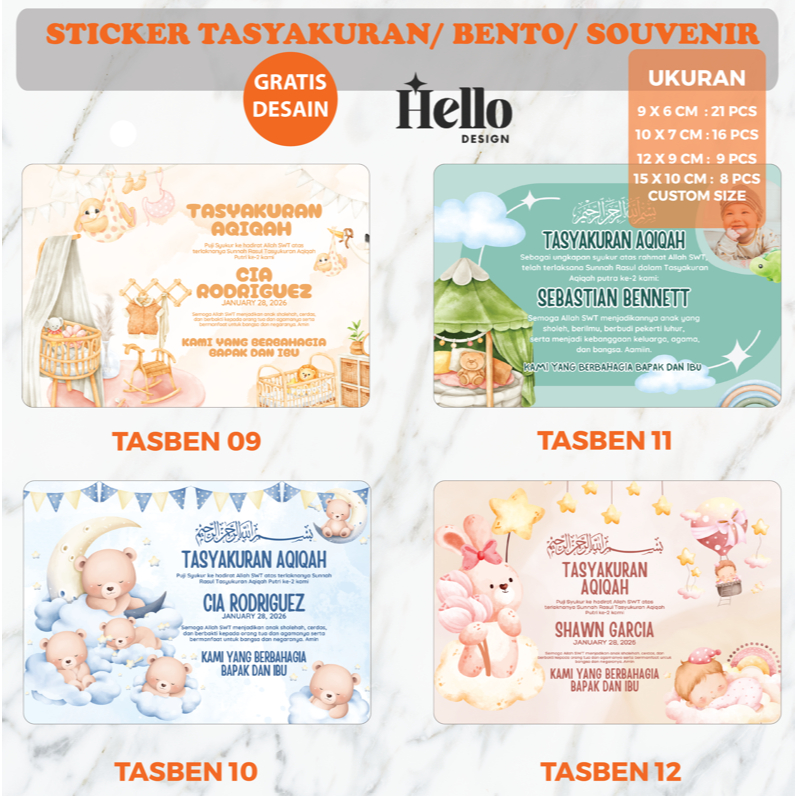 

(FREE CUSTOM )Stiker Tasyakuran Anak Custom Chromo Label Snack Nasi Kotak Souvenir | Print Sticker Tasyaquran Aqiqah Free Design / STIKER BENTO tasyakuran satu bulan ANAK