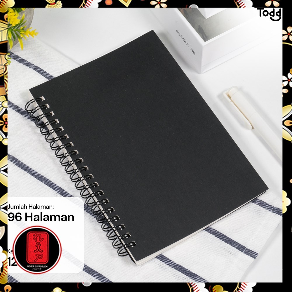 

Toddi Buku Jurnal Softcover Notebook Diary 120GSM 96 Halaman Blank - BQ-N14 - Black White