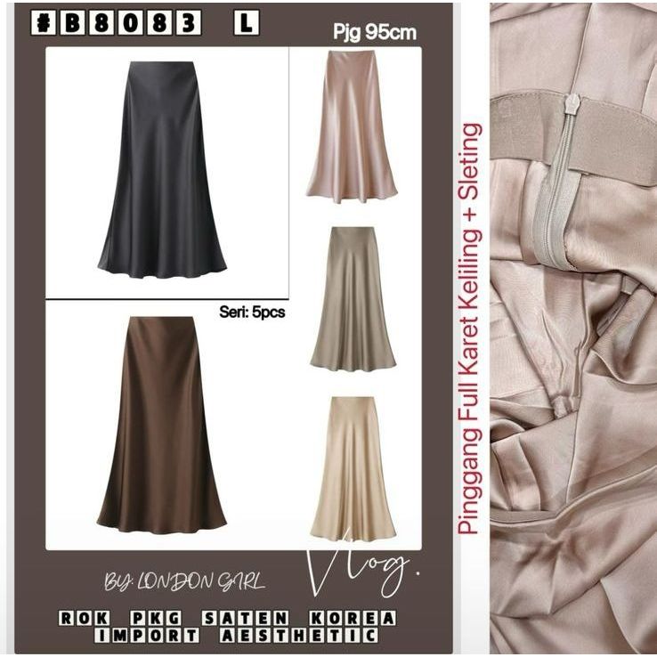 ROK WANITA SATIN KOREA 8083# PREMIUM MODEL DUYUNG TERBARU SUPER KEREN BANGET