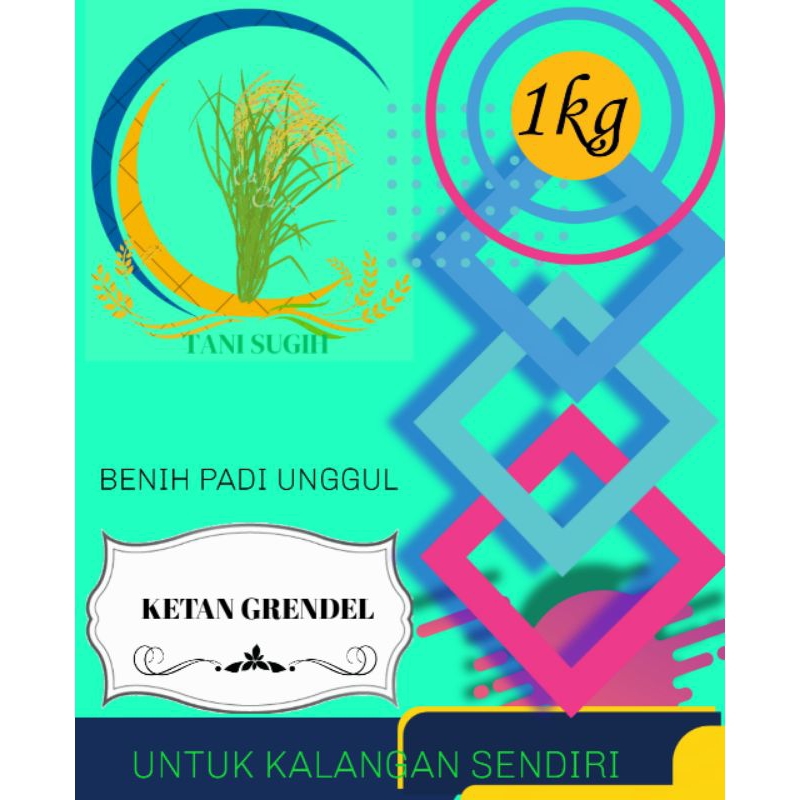 Benih padi KETAN GRENDEL (ketan putih) Original kemasan 1kilogram