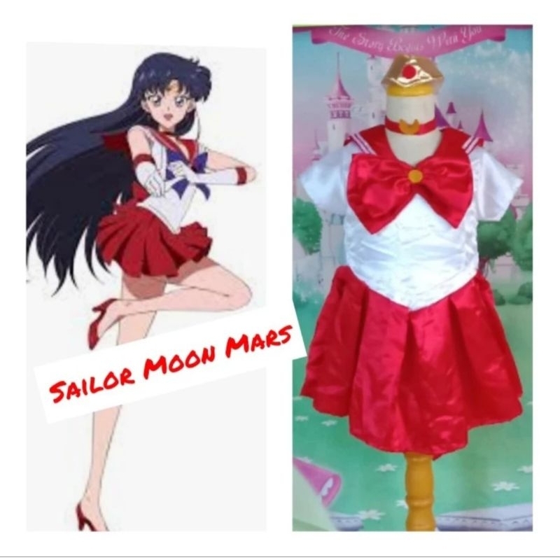 Sailormoon Merah Kostum Anime Sailor Moon Mars untuk Girl dan Dewasa