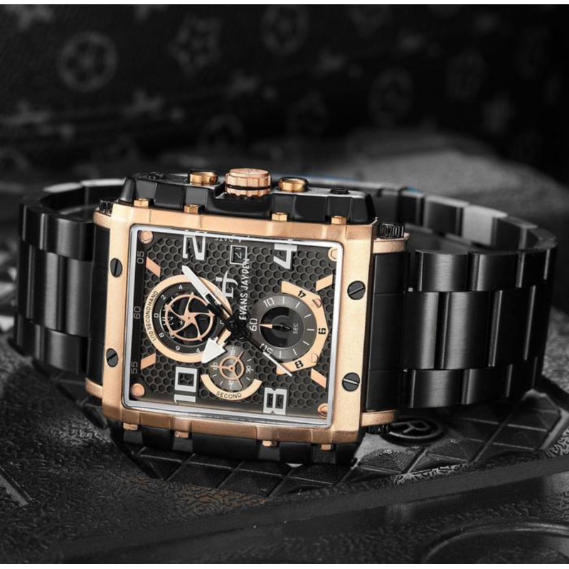Evans Jayden 9557 Jam Tangan Pria Stainless Steel Chorograph Water Resistant