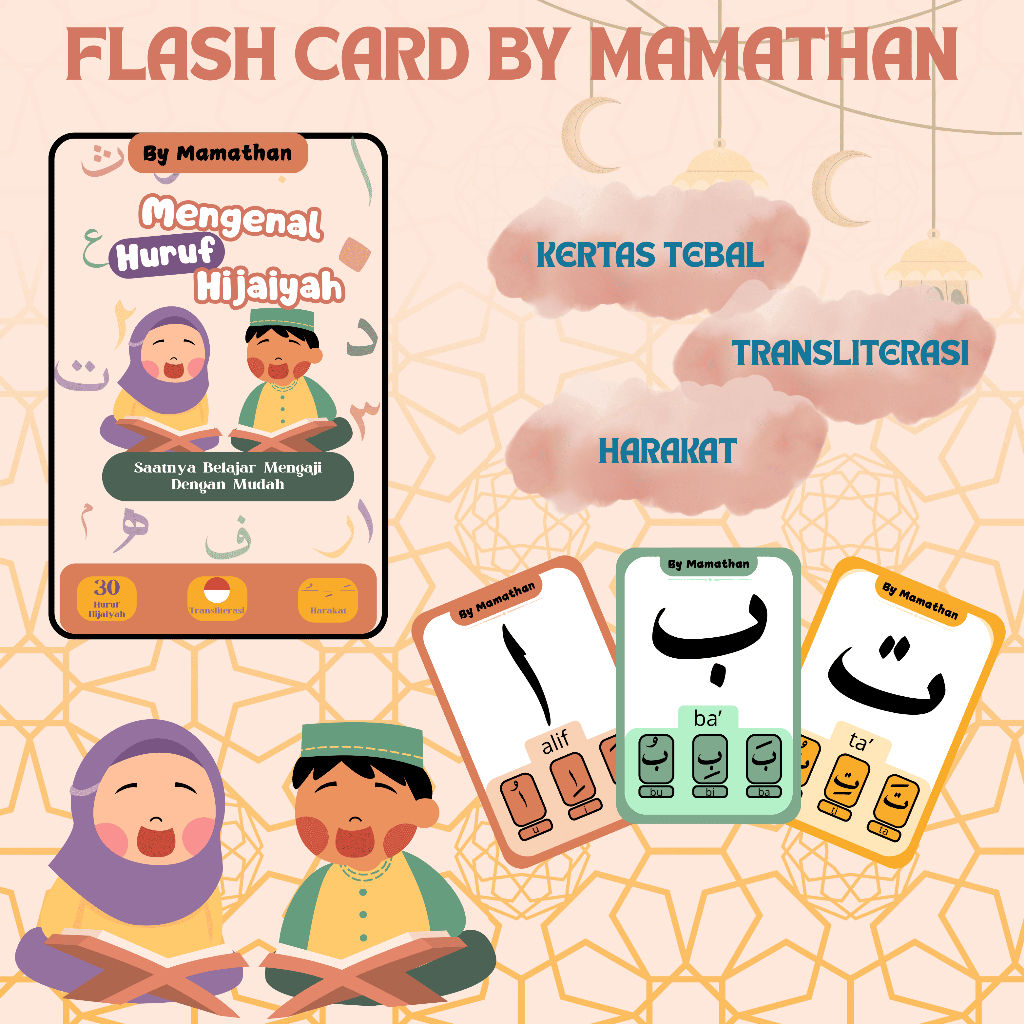 Flashcard Huruf Hijaiyah Anak Muslim – Kartu Edukasi Islami Belajar Huruf Arab