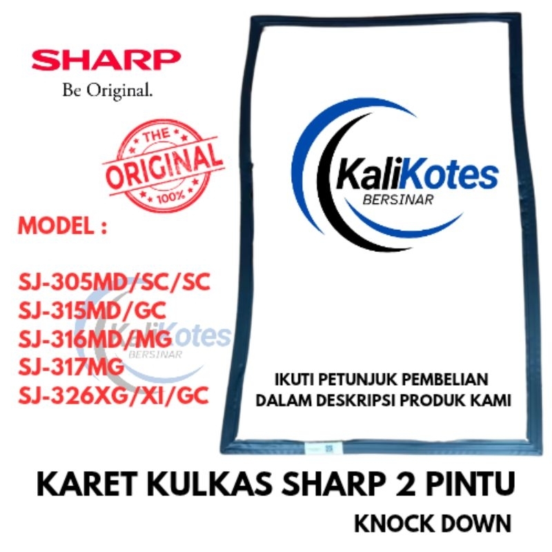karet pintu kulkas Sharp 2 pintu sj-305/sj-315/sj-316/sj-317/sj-326 original 100%